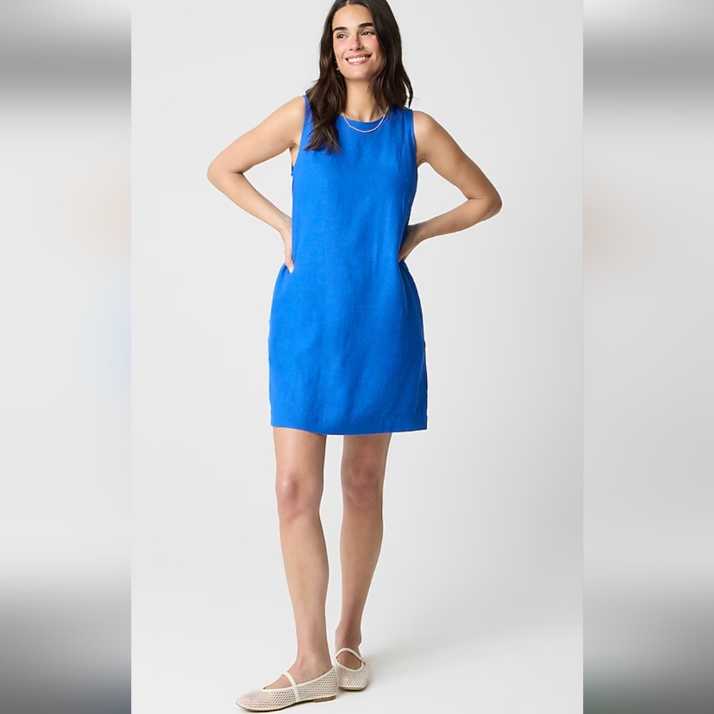 J. CREW Linen Blend Sleeveless Mini Dress Blue Size 0